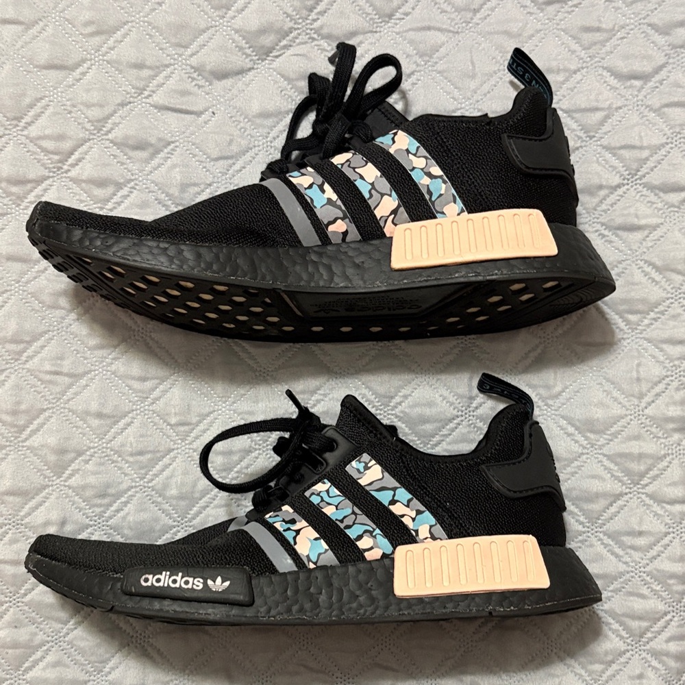 Adidas Boost Black Sneakers with Colorful Stripes